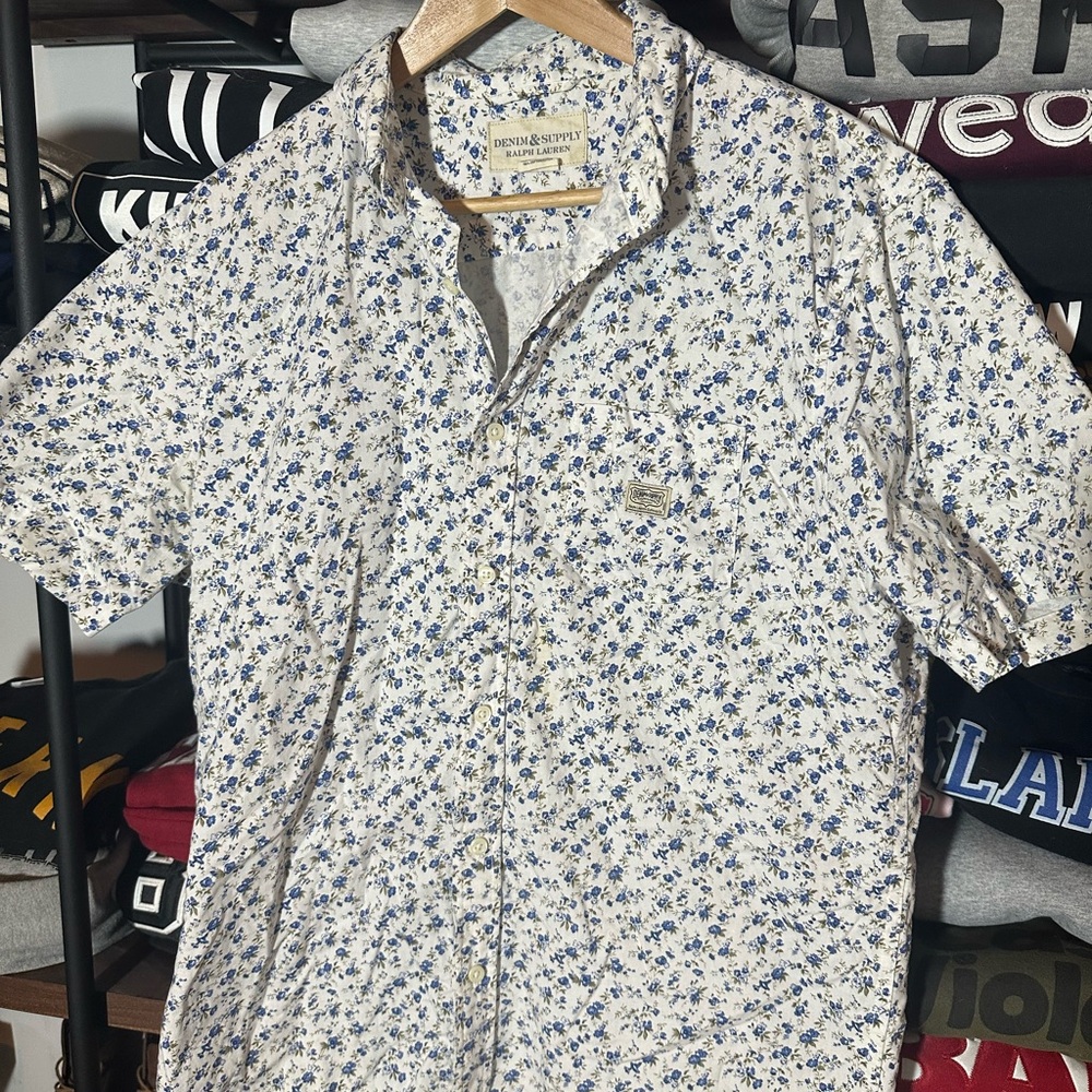 Denim & Supply Ralph Lauren White and Blue Floral Shirt